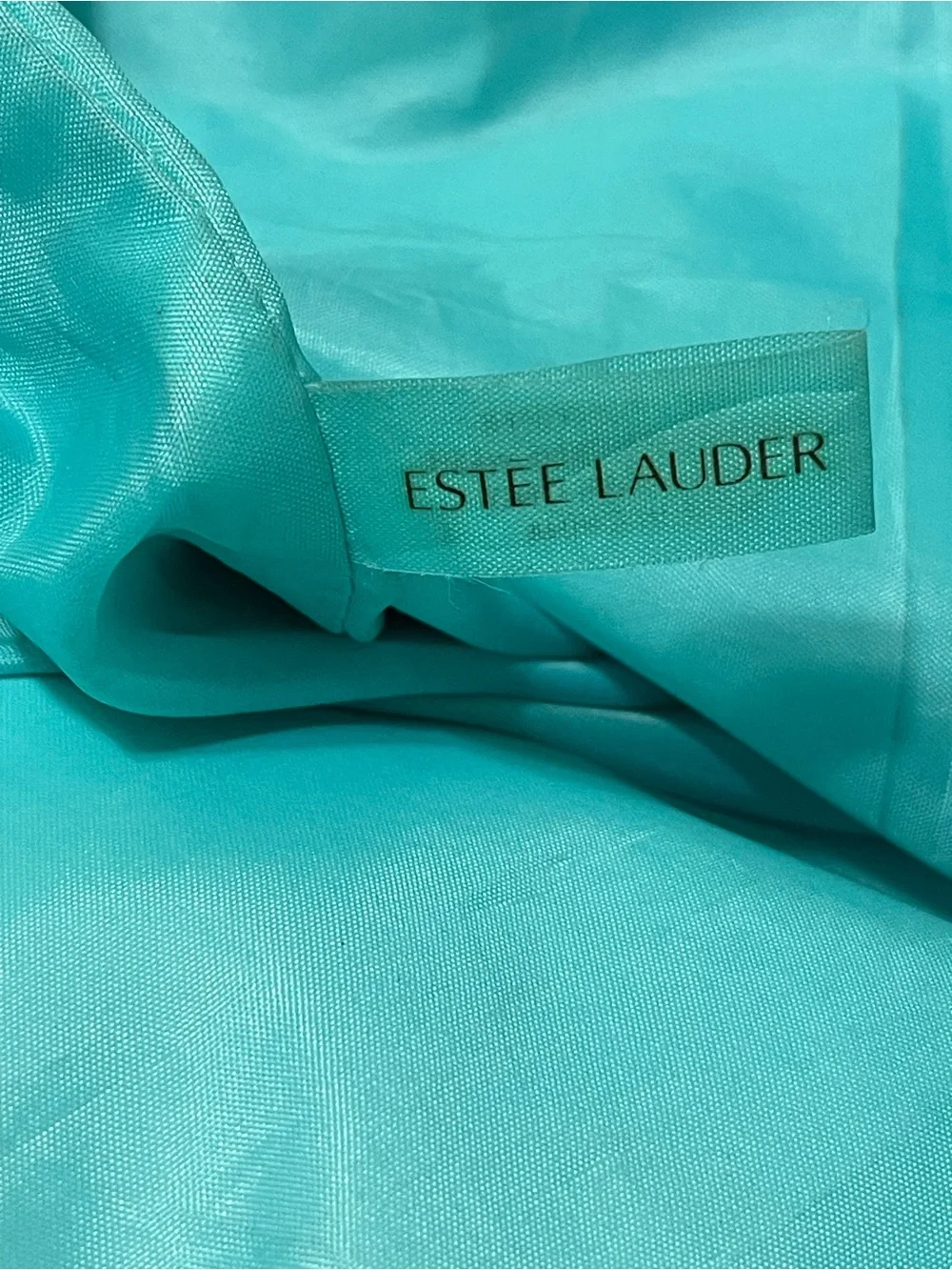 Lilly Pulitzer for Estee Lauder Tote Bag White Turquoise Blue Shell Print Lined